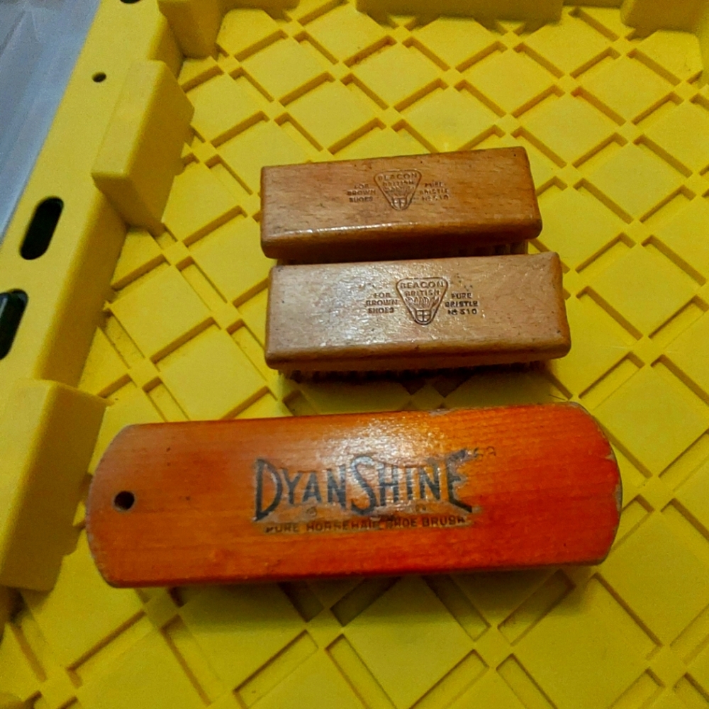 3 Vintage Dyanshine Shoe Brushes Set